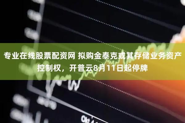 专业在线股票配资网 拟购金泰克或其存储业务资产控制权，开普云8月11日起停牌